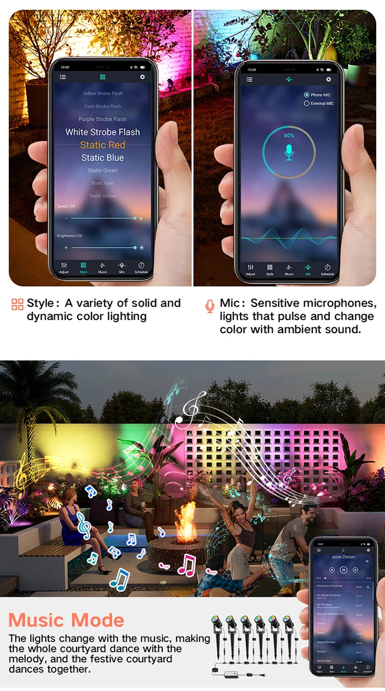 2/4/6/8PCS RGB Smart App LED Garten Lichter Mini Spike Boden Spot Dekorative Garten Beleuchtung