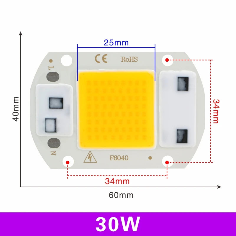 LED-COB-Chip, 110 V, 220 V, 10 W, 20 W, 30 W, 50 W, kein Treiber erforderlich, LED-Lampenperlen für Flutlicht, Strahler, Lampada-Beleuchtung, Kalt-/Warmweiß