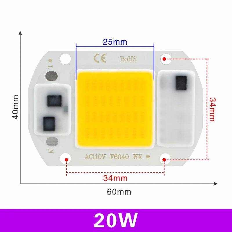 LED-COB-Chip, 110 V, 220 V, 10 W, 20 W, 30 W, 50 W, kein Treiber erforderlich, LED-Lampenperlen für Flutlicht, Strahler, Lampada-Beleuchtung, Kalt-/Warmweiß