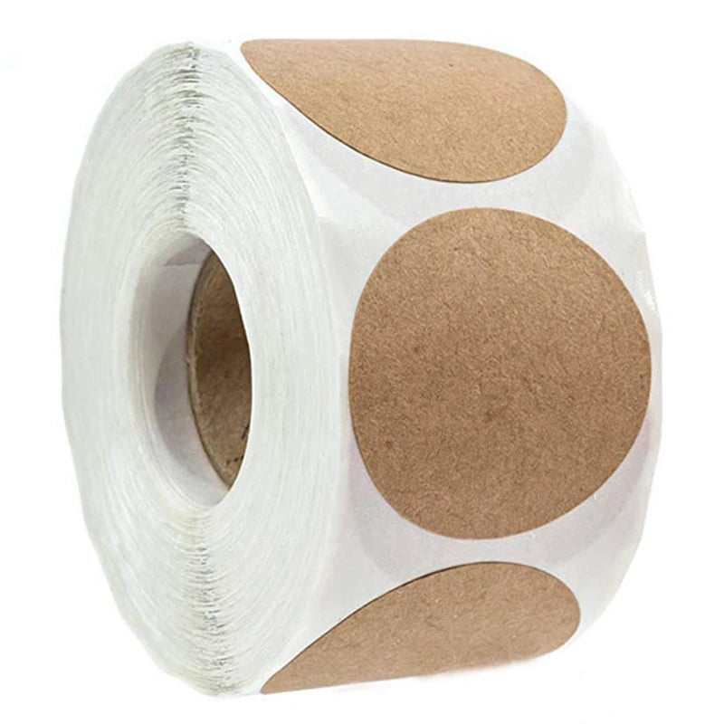 500 teile/rolle 1 zoll Kraft Papier Aufkleber Runde Leere Etiketten Für Handgemachte Geschenk Tag Papier DIY Umschlag Abdichtung Aufkleber schreibwaren