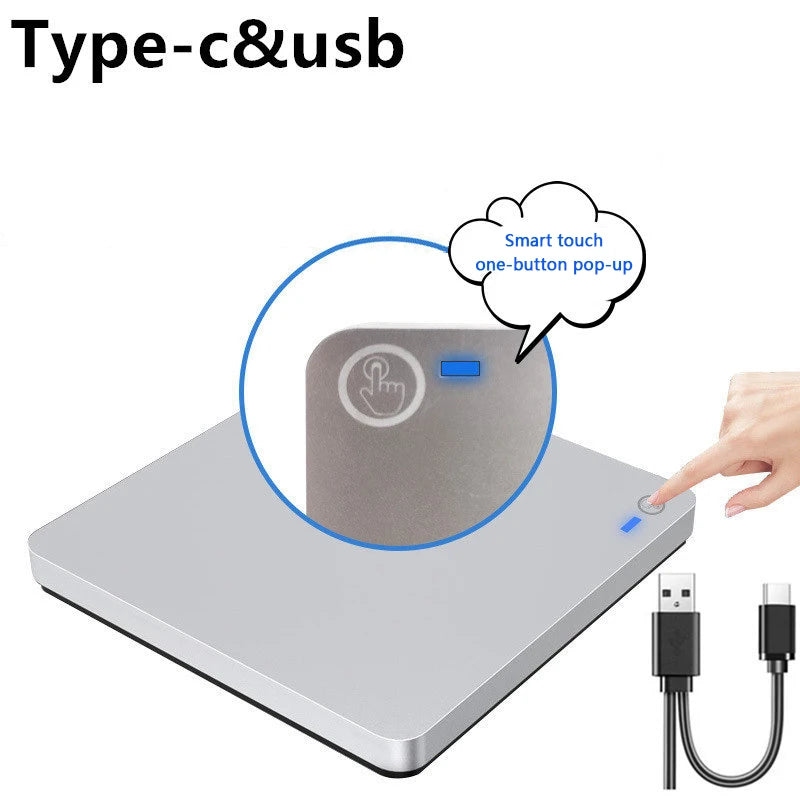 USB3.0&Typ C Externes optisches Blu-ray-Laufwerk Bluray-Brenner Touch Pop-up-Sauger Typ DVD-RW CD BD-RE Schreib-Kombi-Recorder