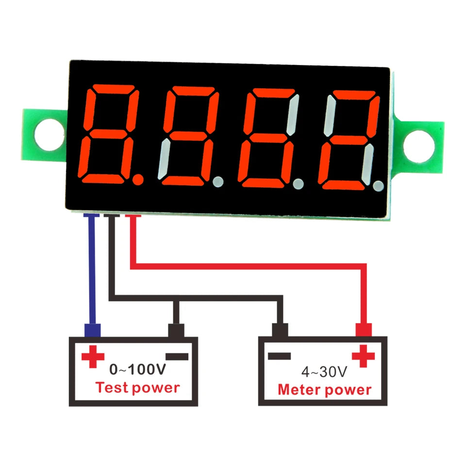 4 Bit 0,36 Zoll Mini Digital Voltmeter 0-100 V DC Volt Spannungsmesser LED Panel Elektrischer Spannungsprüfer Messgerät 3 Drähte 12 V 24 V 48 V