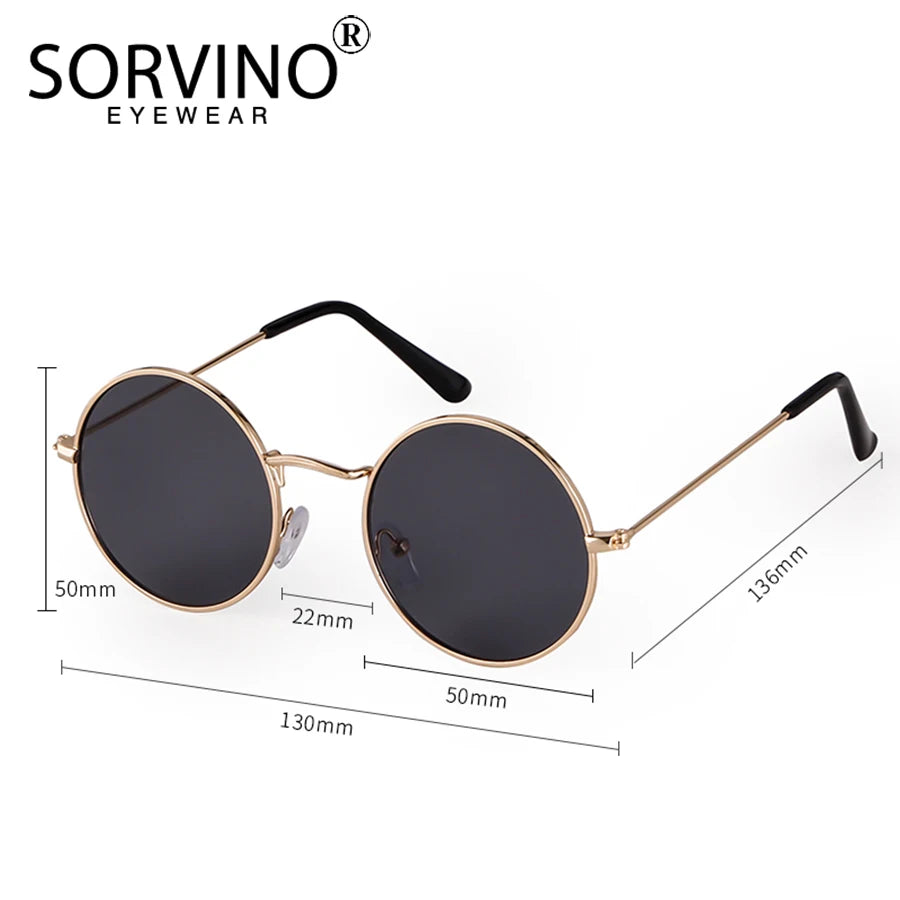 SORVINO Steampunk Runde Sonnenbrille Luxus Marke Designer Männer Frauen Rote Linsen Retro Vintage Kleine Runde Metall Sonnenbrille Shades
