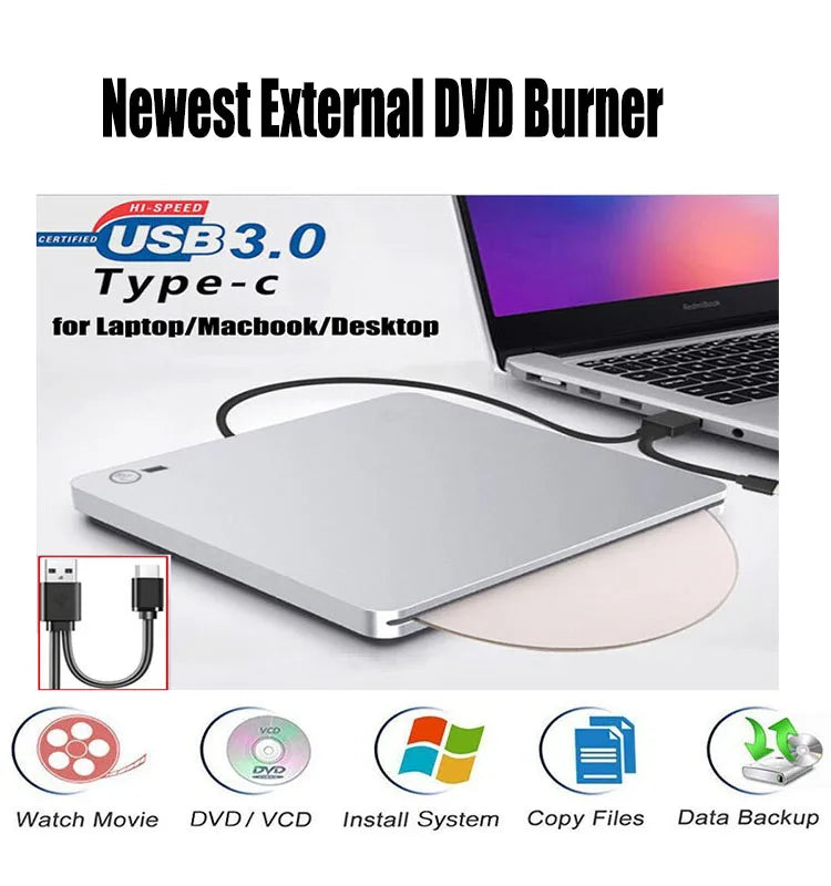 USB3.0&Typ C Externes optisches Blu-ray-Laufwerk Bluray-Brenner Touch Pop-up-Sauger Typ DVD-RW CD BD-RE Schreib-Kombi-Recorder