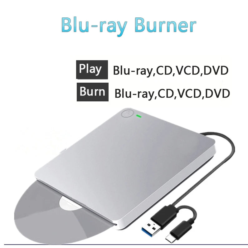 USB3.0&Typ C Externes optisches Blu-ray-Laufwerk Bluray-Brenner Touch Pop-up-Sauger Typ DVD-RW CD BD-RE Schreib-Kombi-Recorder