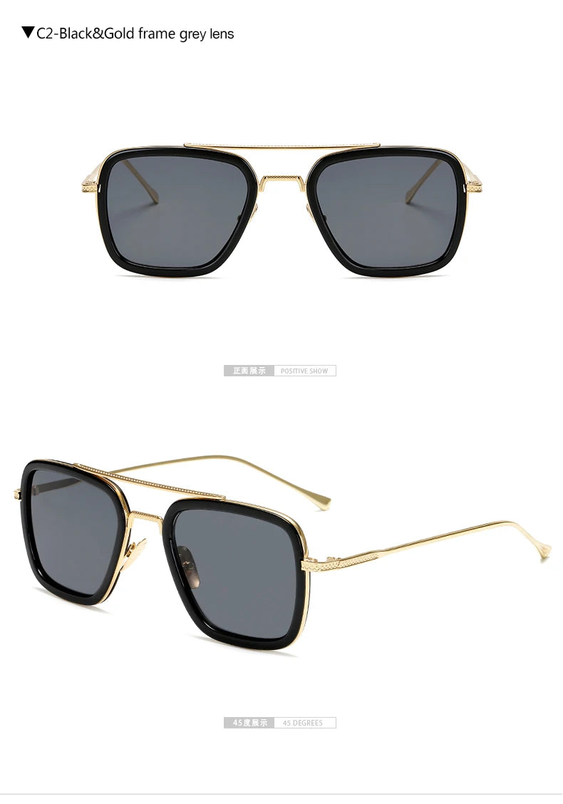 Sph-0,5-0,75-1,0 bis-6 Mode Metall Stil für Frauen Sonnenbrillen Männer quadratische Marke Design Sonnenbrille