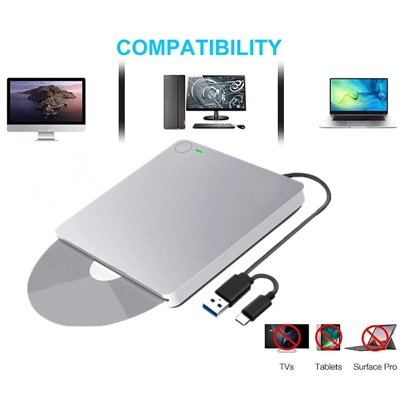 USB3.0&Typ C Externes optisches Blu-ray-Laufwerk Bluray-Brenner Touch Pop-up-Sauger Typ DVD-RW CD BD-RE Schreib-Kombi-Recorder