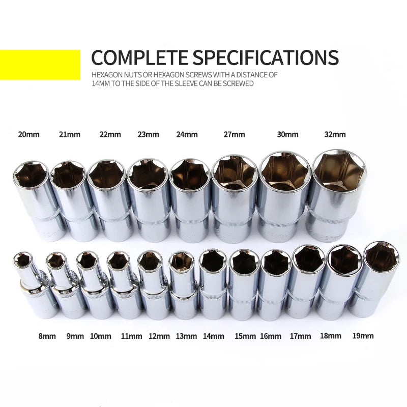 1Pcs 1/2 "Zoll Stick Lange Hex Buchse Kopf Tiefe Steckdosen 12,5mm Quadrat Loch Maschine Auto Reparatur Ratsche werkzeug 78mm Länge