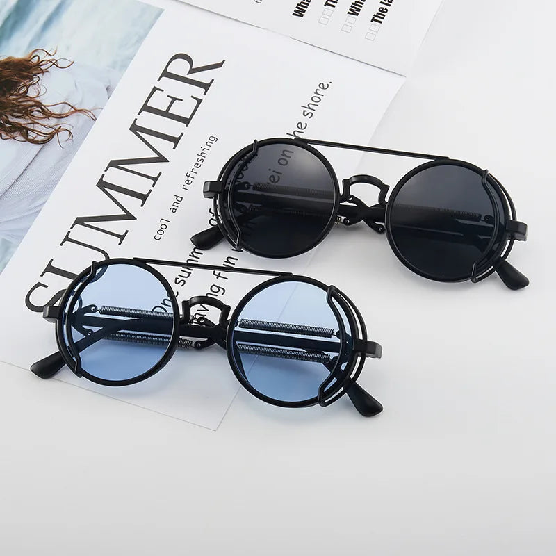 Klassische Gothic Steampunk Sonnenbrille Luxus Marke Designer Hochwertige Männer und Frauen Retro Runde PC Rahmen Sonnenbrille