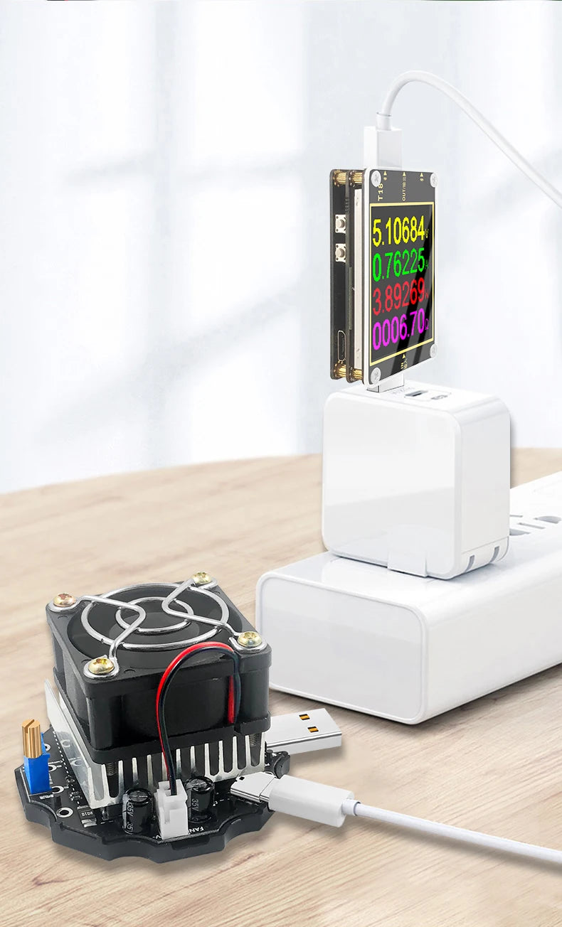 65W elektronischer Last-USB-Tester DC5-24V Typ-C Voltmeter-Tester mit PD3.1 Spannungsauslöser Ladegerät Power Bank Kapazitätsdetektor