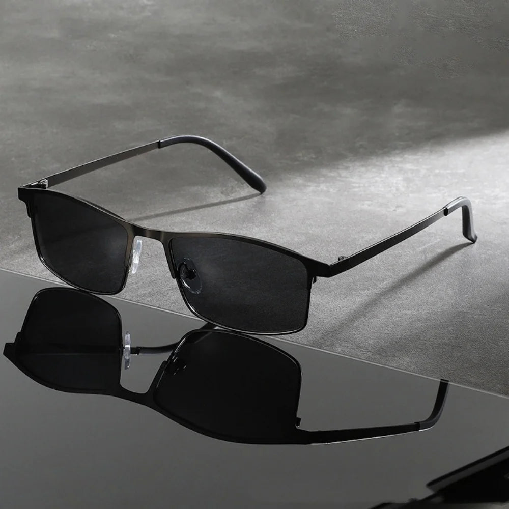 Vintage Herren-Sonnenbrille im Retro-Stil mit Metallrahmen, quadratische Sonnenbrille, UV-Schutz, modische Designer-Brille, Sonnenbrille für Herren