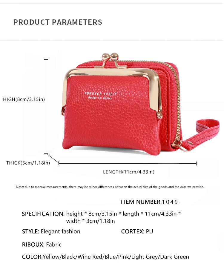Kleine kreditkarten tasche für frauen, multifunktion ale kuss schloss brieftasche, mode reiß verschluss münzen geldbörse