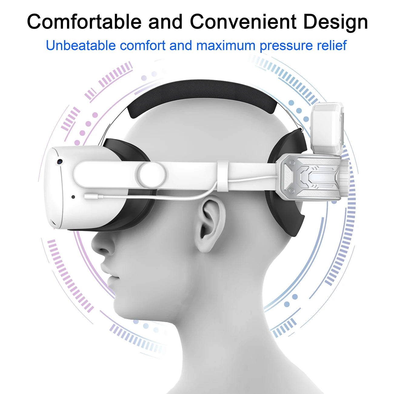 Kopfband mit Akku für Meta/Oculus Quest 2, verstellbares Elite-Gurt-Ersatzzubehör für Oculus/Meta Quest 2
