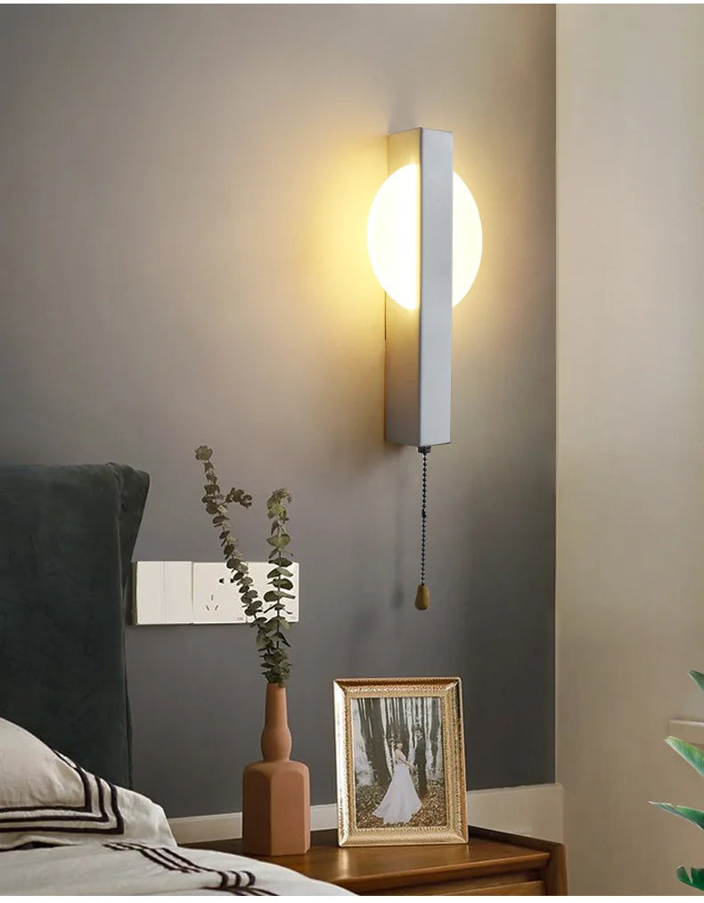 Nordic Wand Lampen mit Pull Schalter Abajur Para Quarto Lampe De Chevet Lampe für Schlafzimmer Arandela Wohnkultur Decoracion Ha