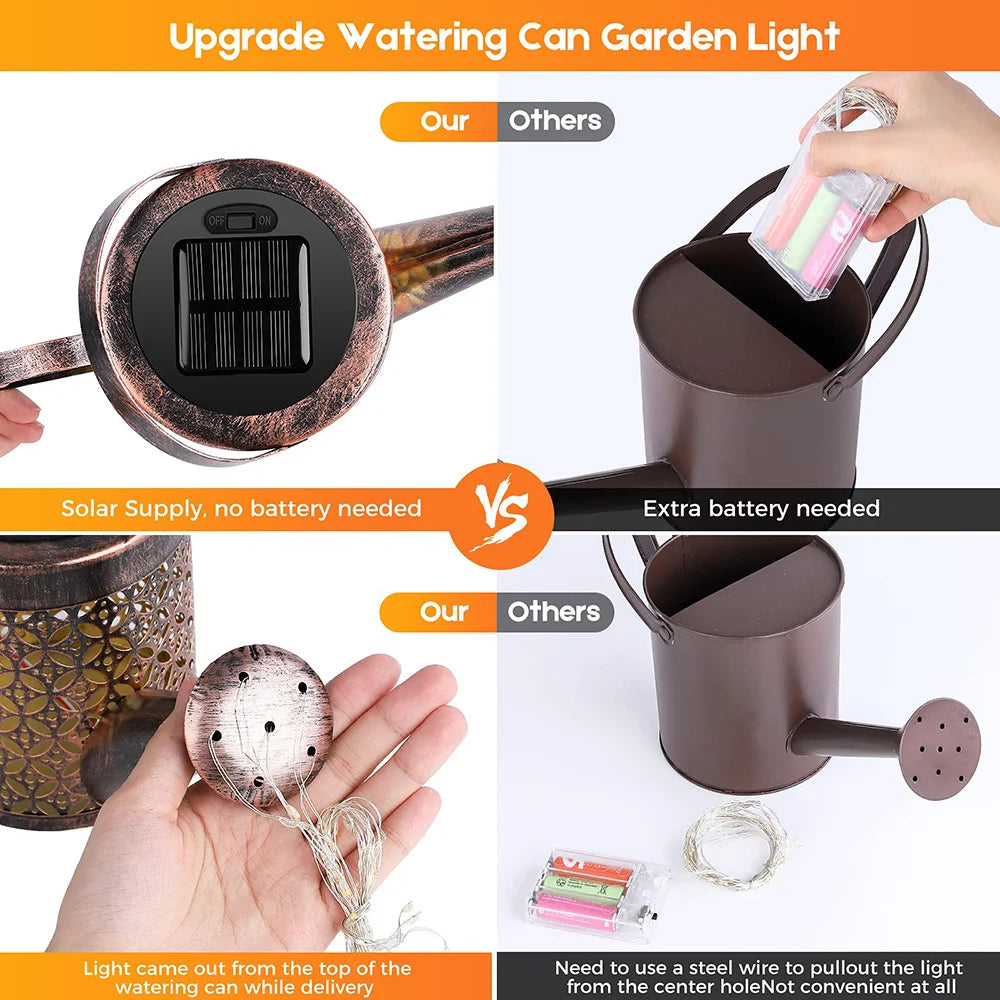 Solar Gießkanne Licht Hängen Wasserfall Lampe Wasserdichte Outdoor Garten Dekor Hof Veranda Rasen Hinterhof Landschaft Sonne LED Lampe