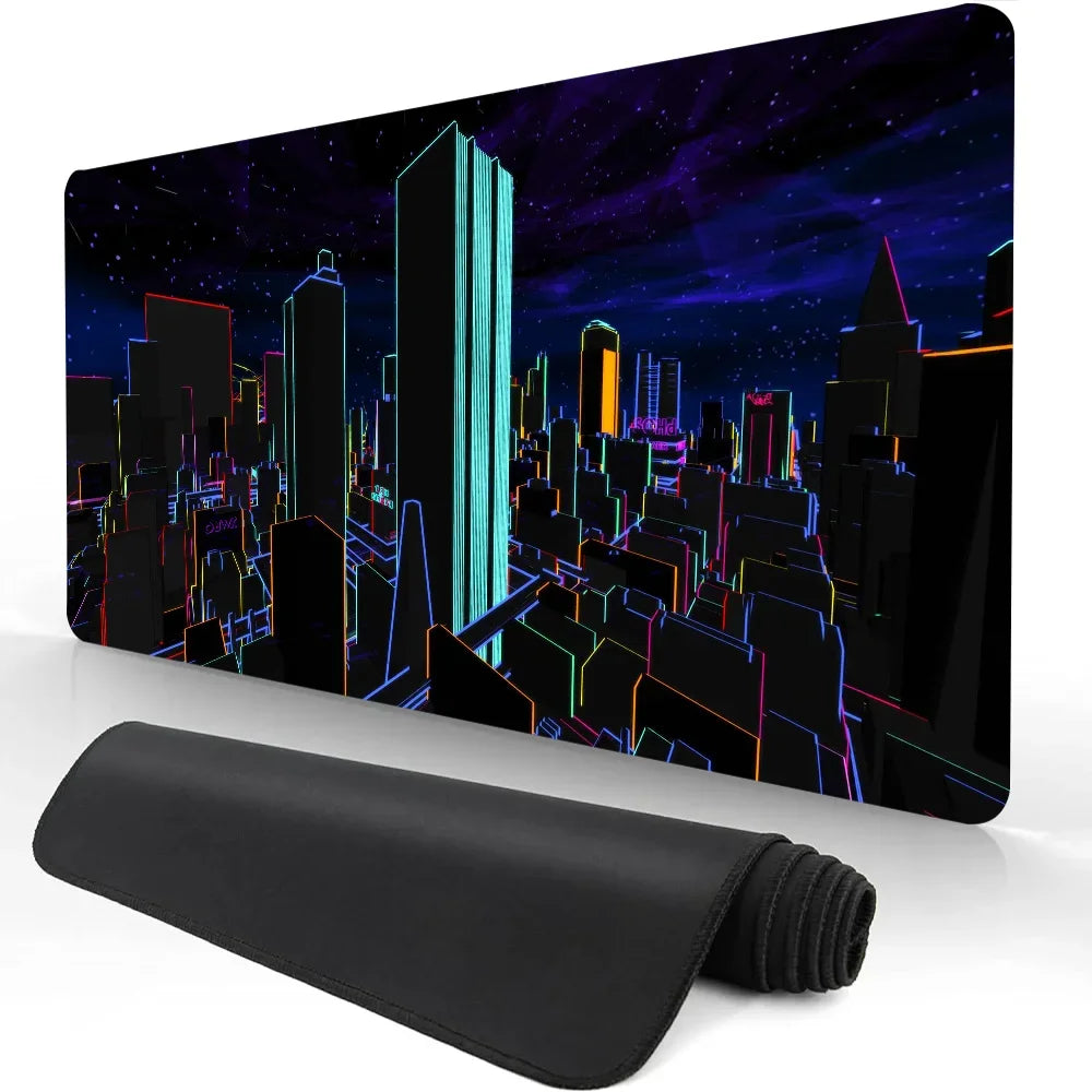 Heißer Verkauf Stadt Neon Pixel Große Maus Matte Gaming Mauspad Gamer Mauspads Gummi Tastatur Matten Schreibtisch Matten XXL Mauspads 900X400