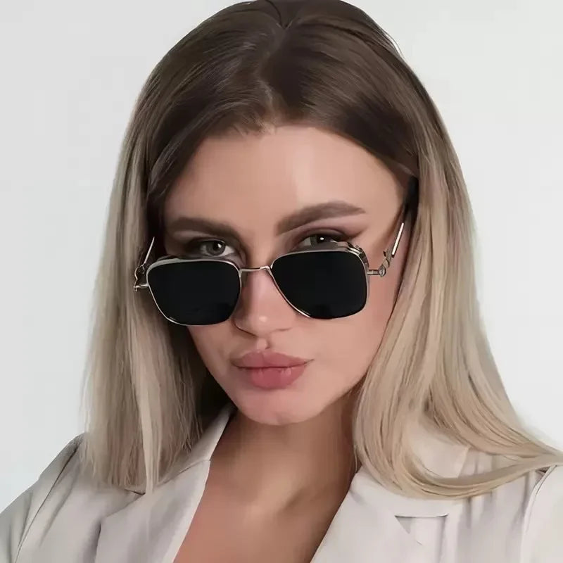 Männer Fahren Sonnenbrille Vintage Steampunk Quadratische Sonnenbrille Brillen Metallrahmen mit Federscharnieren Frauen Okular Trendige Brille