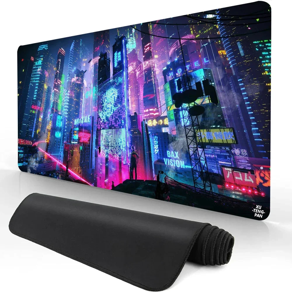 Heißer Verkauf Stadt Neon Pixel Große Maus Matte Gaming Mauspad Gamer Mauspads Gummi Tastatur Matten Schreibtisch Matten XXL Mauspads 900X400