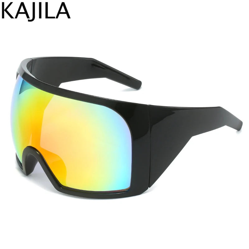 Übergroße Punk-Schild-Sonnenbrille für Damen und Herren, großer Rahmen, 2025, Luxusmarke, Steampunk-Maske, Sonnenbrille für Damen, Sportbrille, UV400