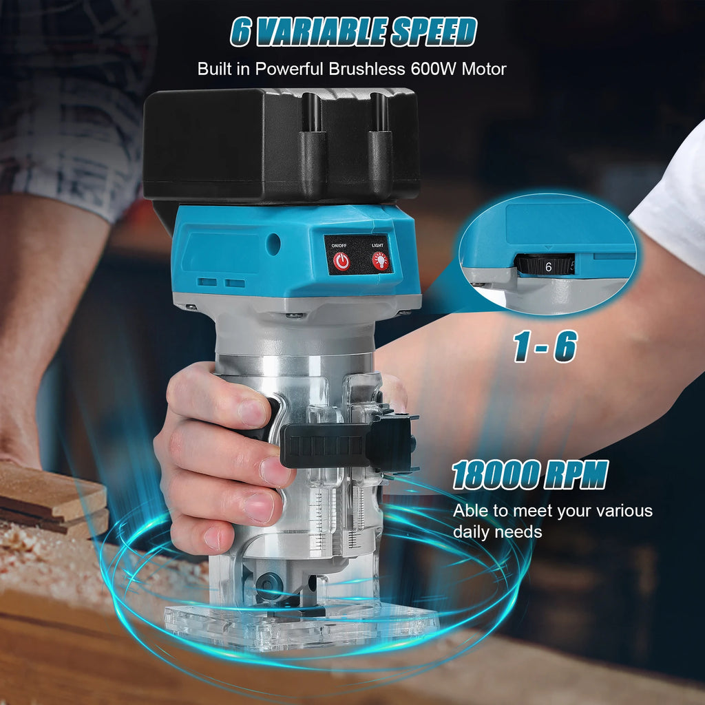 Holzbearbeitung Elektrische Trimmer Bürstenlosen Trimmen Maschine Holz Router Fräsen Gravur Schlitzen Maschine Für Makita 18V Batterie