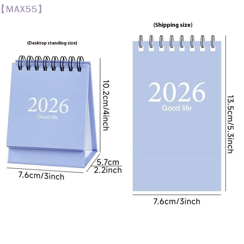 【MAX-55】Mini-Tischkalender 2026, kleiner Stand-Flip-Wochenkalender, kreativer Spulenkalender, Planer für die tägliche Zeitplanplanung