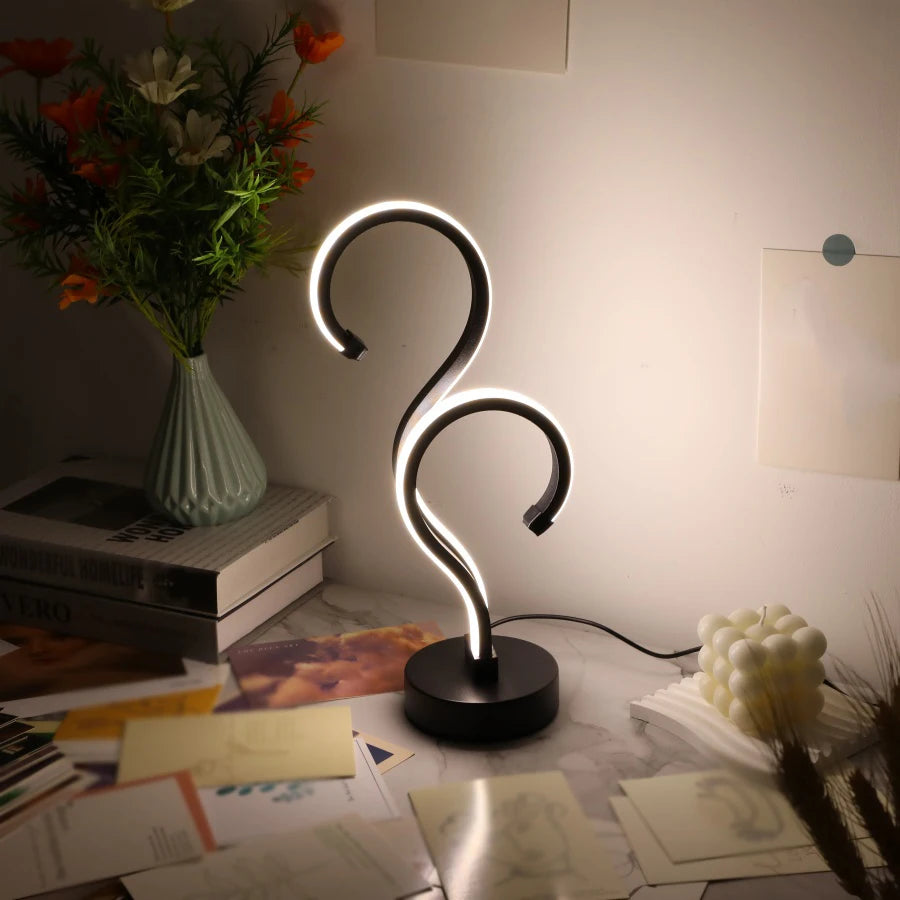 1PC Kreative Doppel Fragezeichen Schreibtisch Lampe USB Drei Farbe Dimmen Schlafzimmer Augenschutz Nachtlicht