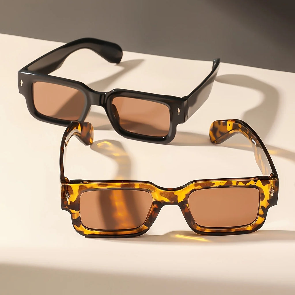 1PC Unisex Retro Quadratische Sonnenbrille Klassischer UV-Schutz Kunststoffrahmen für Outdoor-Reisen Fahren