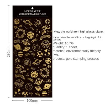 Neue Golden Planet Dekoration Aufkleber Universum Raum Aufkleber für Tagebuch Foto Telefon Diy Scrapbooking Schreibwaren Schule Liefert