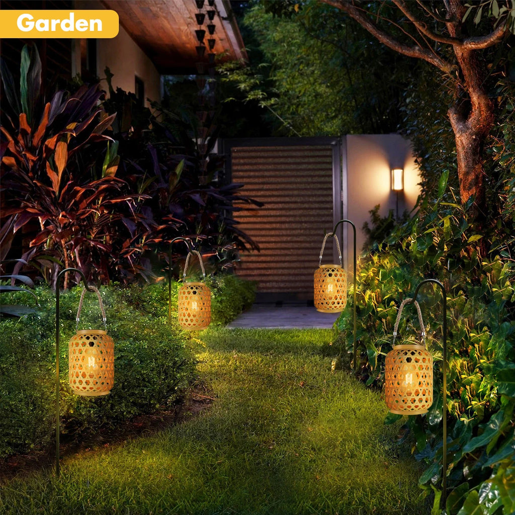 Rattan-Solarlaternen zum Aufhängen im Freien, Solar-Glühbirne, wasserdicht, Landhaus-Dekor, Solar-Tischleuchte, Dekoration für Garten, Hof