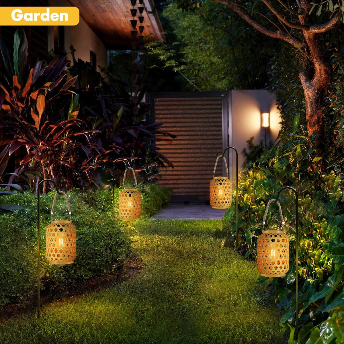 Rattan-Solarlaternen zum Aufhängen im Freien, Solar-Glühbirne, wasserdicht, Landhaus-Dekor, Solar-Tischleuchte, Dekoration für Garten, Hof