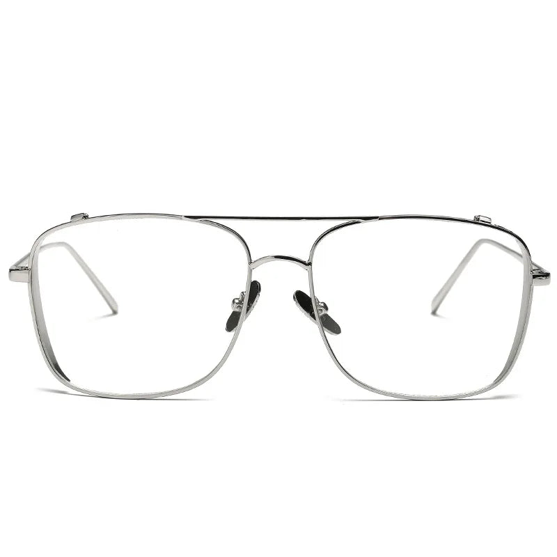 Damen Sonnenbrille mit großem Rahmen neue Mode transparente Gläser Metallrahmen PC-Gläser uv400 transparente Damen Sonnenbrille