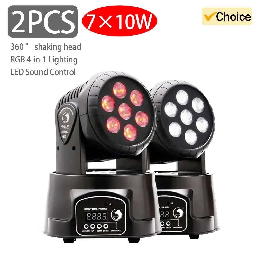 Neue 2PCS 7x10W LED Moving Head Licht 6 IN 1 RGBW Professionelle Bühne Effekt DMX512 waschen Licht für Disco DJ Musik Party Dance Club