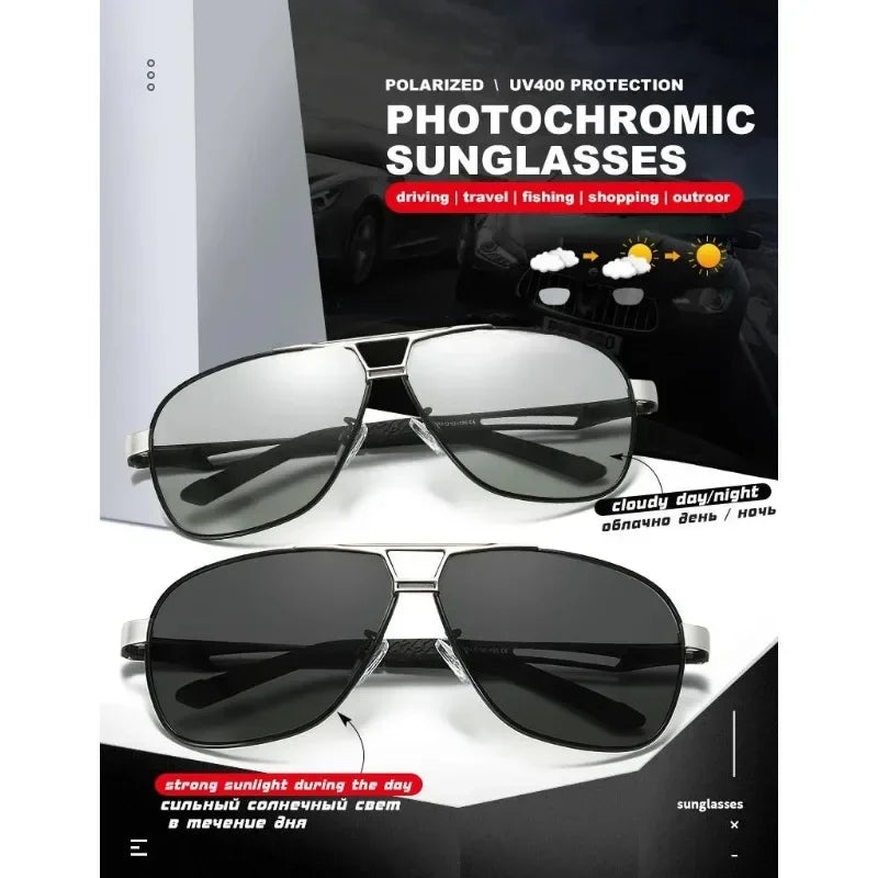 1PC Top Aluminium Magnesium Platz Polarisierte Photochrome Sonnenbrille Männer Sonnenbrille Sicherheit Fahren Oculos De Sol Masculino