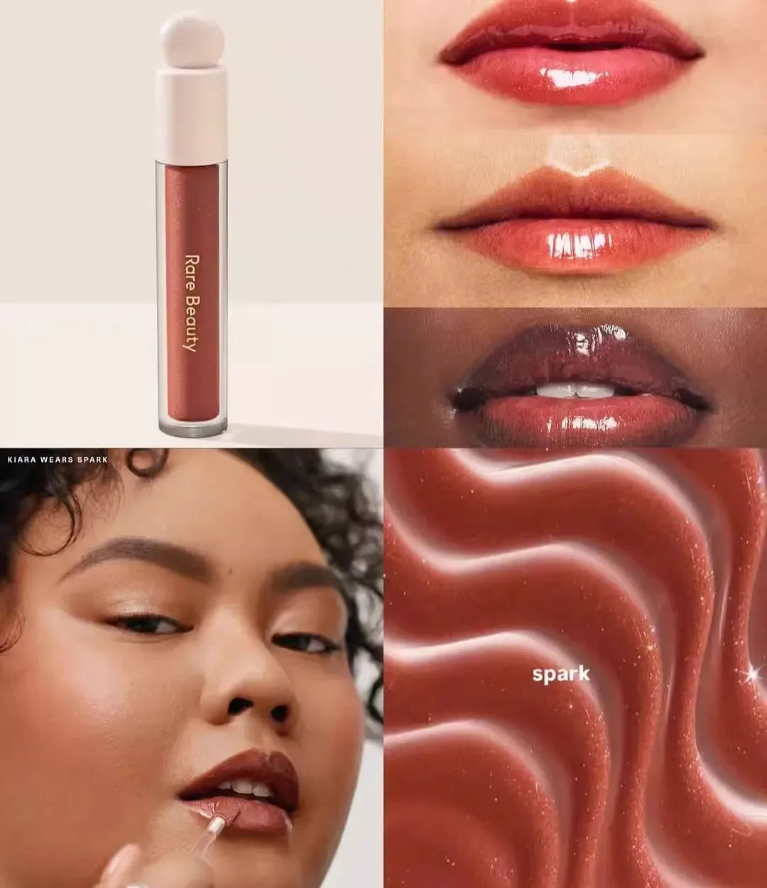 Rare Beauty Neuer exquisiter glänzender Lipgloss, glänzendes flüssiges Pulver, Bluesher Sun Kissed Cheeks und wässrige Lippen, Lippenstift-Kosmetik