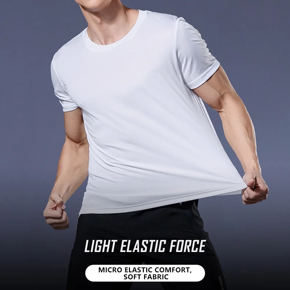 Männer schnell trocknen Kurzarm Fitness studio laufen feuchtigkeit transportierende Rundhals-T-Shirt Training Übung Fitness studio Sport hemd Tops leicht
