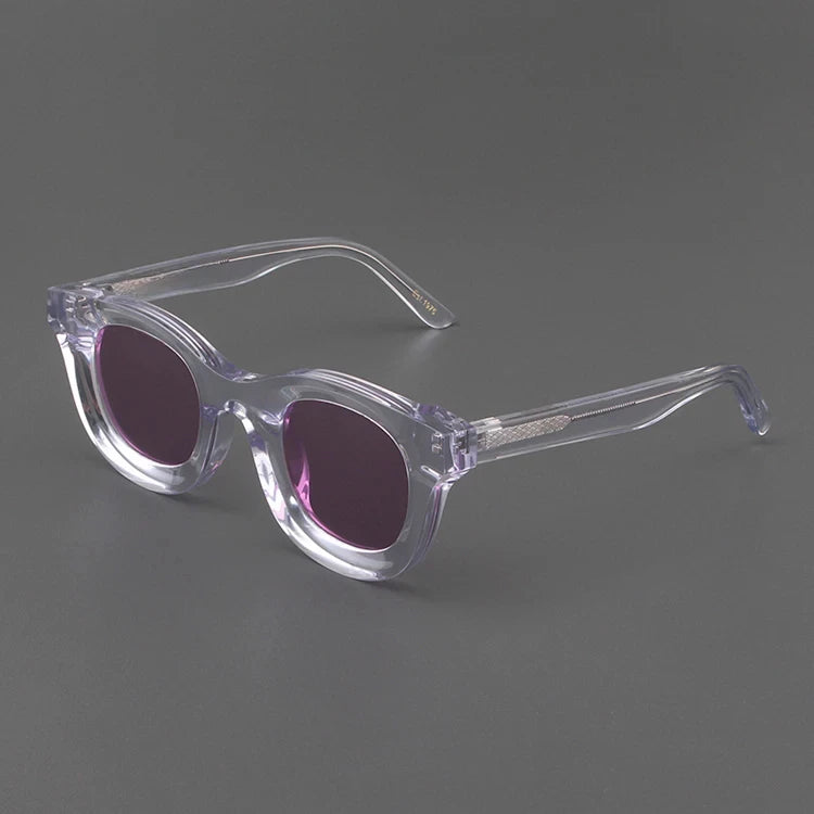 2024 Retro-Sonnenbrille für Damen und Herren, modisch, Acetat, quadratisch, grau, grüner Rahmen, matt gefrostet, UV400, handgefertigte Sonnenbrille