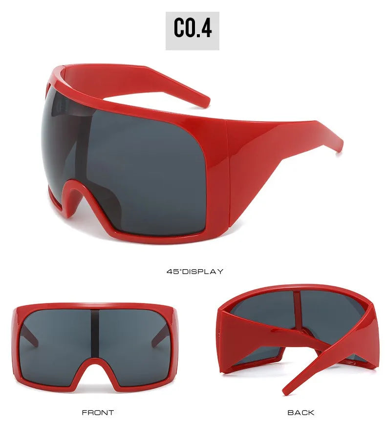 Übergroße Punk-Schild-Sonnenbrille für Damen und Herren, großer Rahmen, 2025, Luxusmarke, Steampunk-Maske, Sonnenbrille für Damen, Sportbrille, UV400