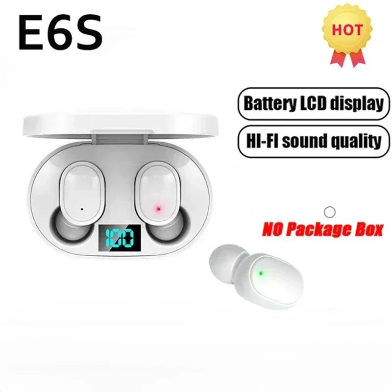 E6S Drahtlose Bluetooth-Kopfhörer TWS Bluetooth-Headset Drahtlose Ohrhörer Ohrhörer mit Geräuschunterdrückung und Mikrofon-Kopfhörer