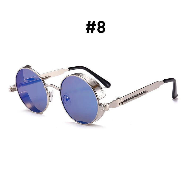 Vintage Steampunk Rote Sonnenbrille Männer Runde Punk Legierung Metall Retro Sonnenbrille Frauen Brille Gothic Stil Shades Brillen