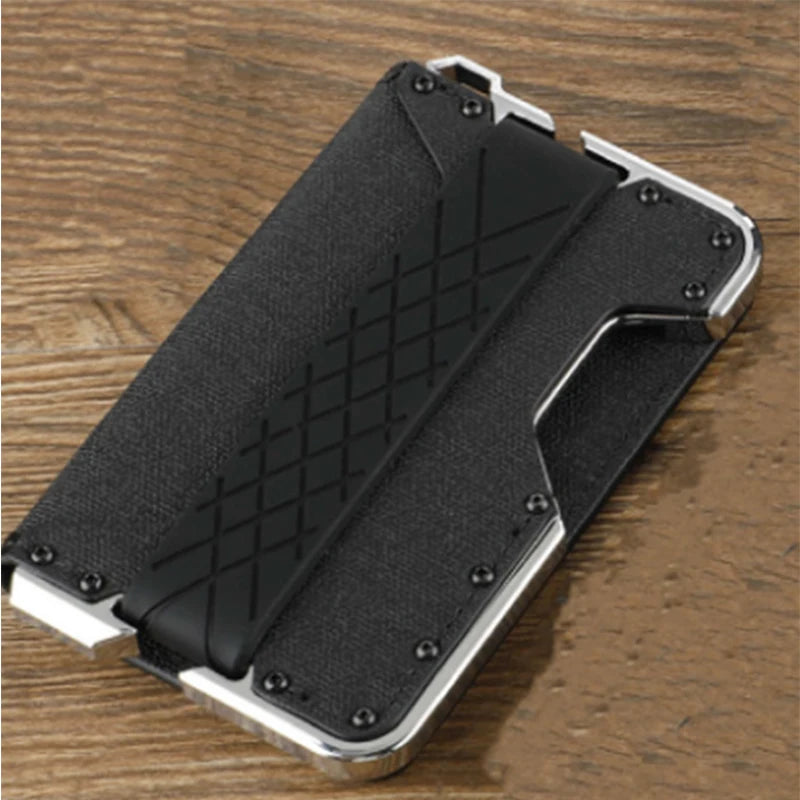 Geldbörse für Herren – Schlanke Herren-Geldbörse, Bifold-Geldbörsen, Aluminium, Kreditkarten-Reisepasshülle, Herren-Geldbörse, RFID-blockierende Geldklammer, dünn