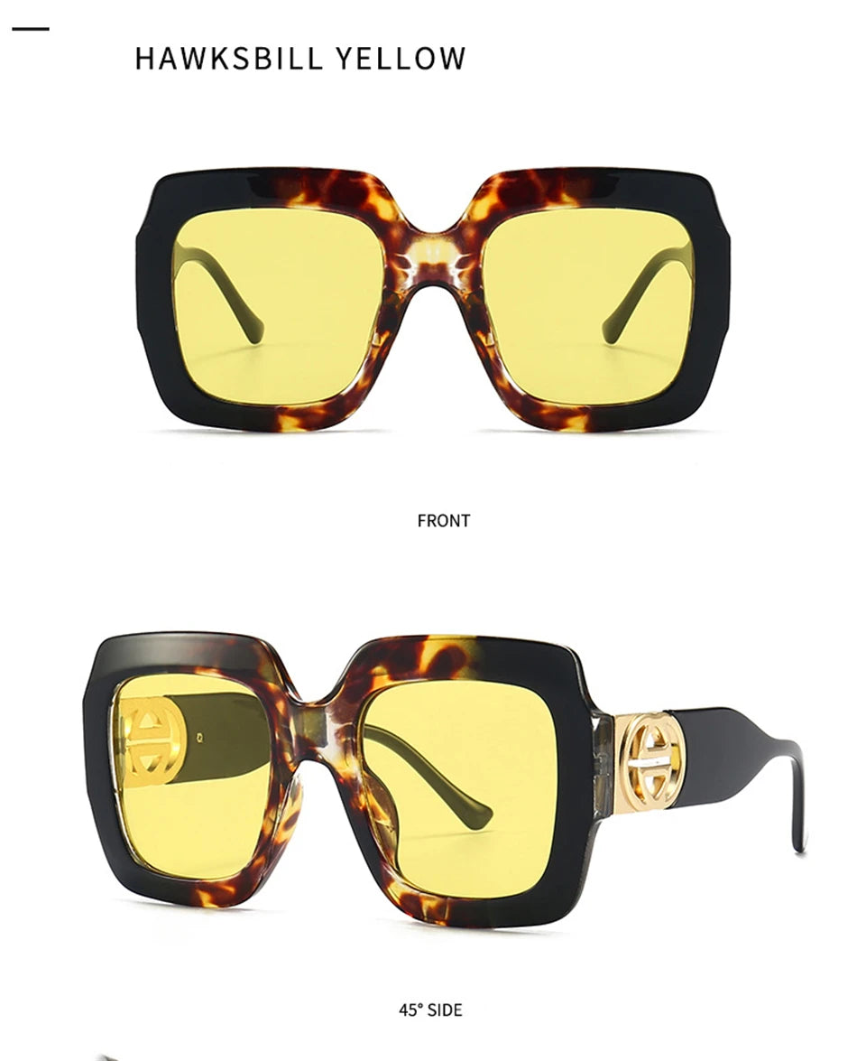 2024 Retro übergroße quadratische Sonnenbrille Frauen Luxusmarke Big Frame Sonnenbrille für Männer Vintage Punk Shades UV400 Tendy Brillen