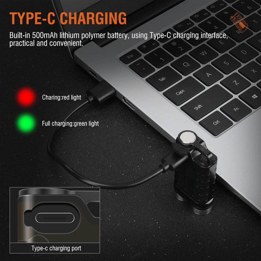 BORUiTV3/V10 LED-Schlüsselanhänger-Licht, leistungsstarke EDC-Taschenlampe, wiederaufladbare Taschenlampe vom Typ C, mit rotem UV-Licht, Angellampe