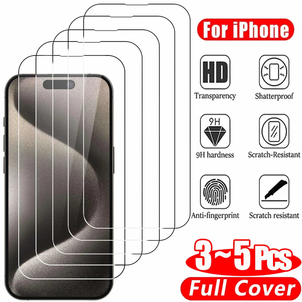 Klarglas folie für iPhone 17 16 15 Pro Max Displays chutz folie für iPhone 11 12 13 14 15 Pro gehärtetes Glas iPhone 13 Mini 16 Plus Glass