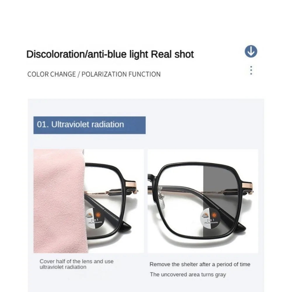 Photochrome Anti-Strahlungs-Brille, Metallbrille für Damen und Herren