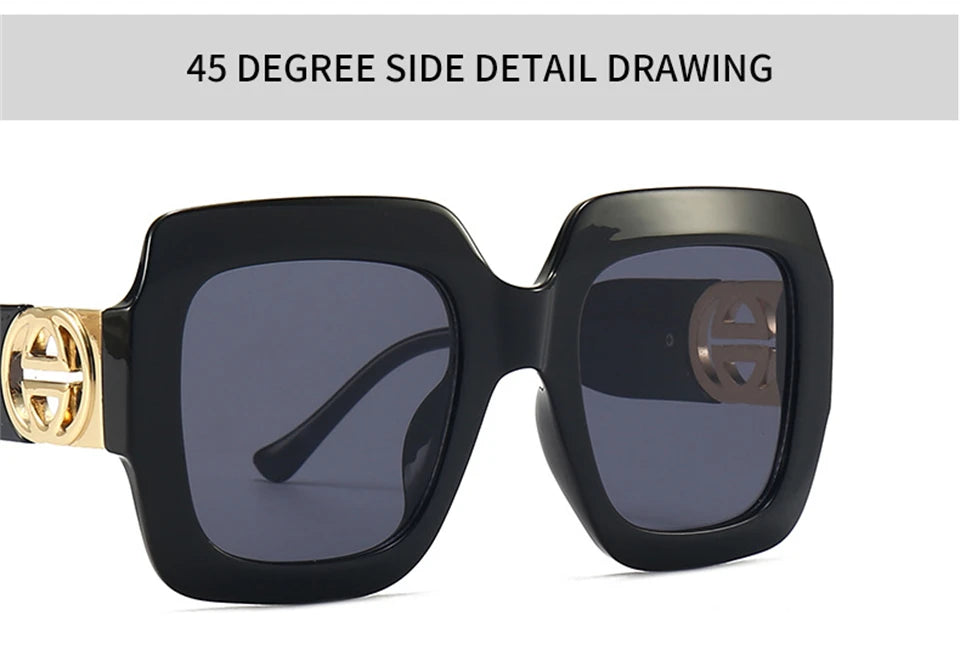 2024 Retro übergroße quadratische Sonnenbrille Frauen Luxusmarke Big Frame Sonnenbrille für Männer Vintage Punk Shades UV400 Tendy Brillen