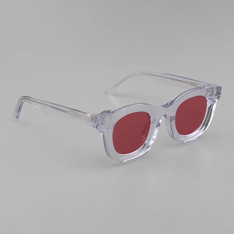 2024 Retro-Sonnenbrille für Damen und Herren, modisch, Acetat, quadratisch, grau, grüner Rahmen, matt gefrostet, UV400, handgefertigte Sonnenbrille