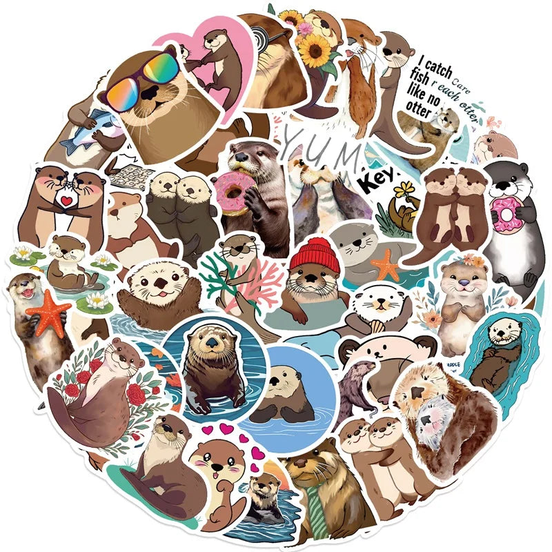10/30/50PCS Kawaii Otter PVC Aufkleber Ästhetische Koreanische Dekoration Scrapbooking Schreibwaren DIY Hand Buchhaltung Liefert für Kinder