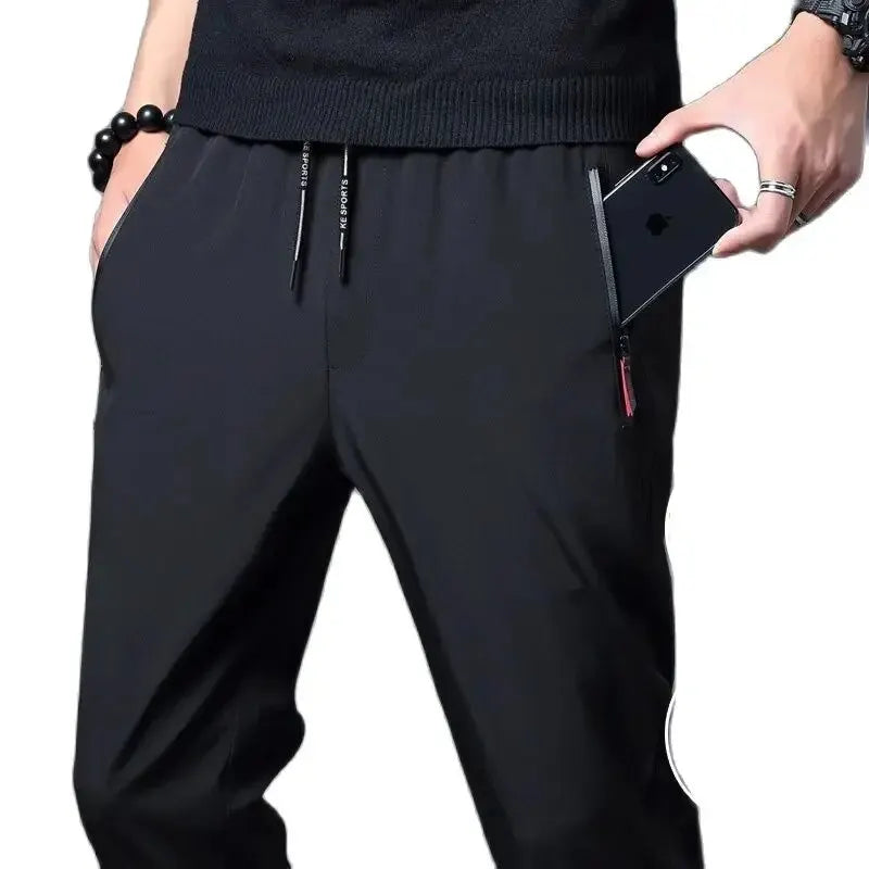 Männer Casual Hosen Gerade Slim Fit Elastische Taille Jogger Koreanische Klassische Blau Schwarz Grau Männliche Marke Hosen Plus Größe