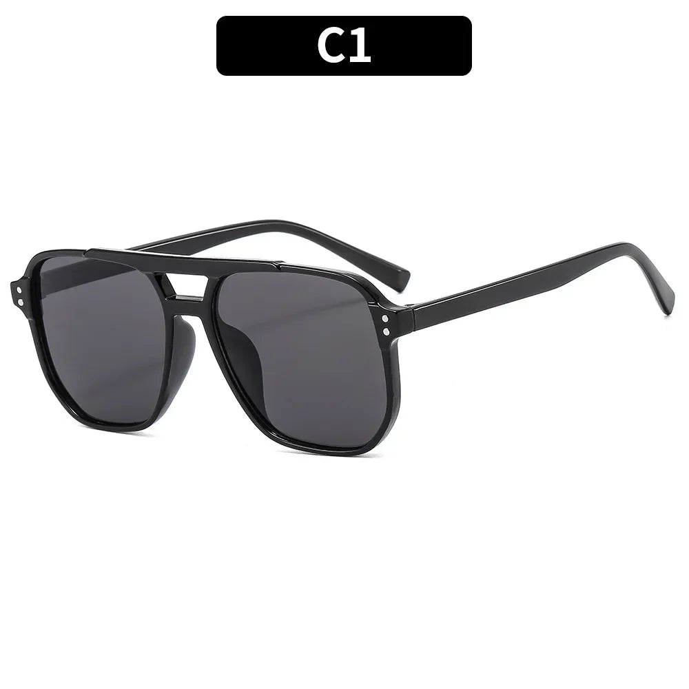 Vintage Quadratische Sonnenbrille für Frauen Männer Dicker Rahmen Doppelte Brücken Brillen Weibliche Chic Polygon Sonnenbrille UV400 Shades