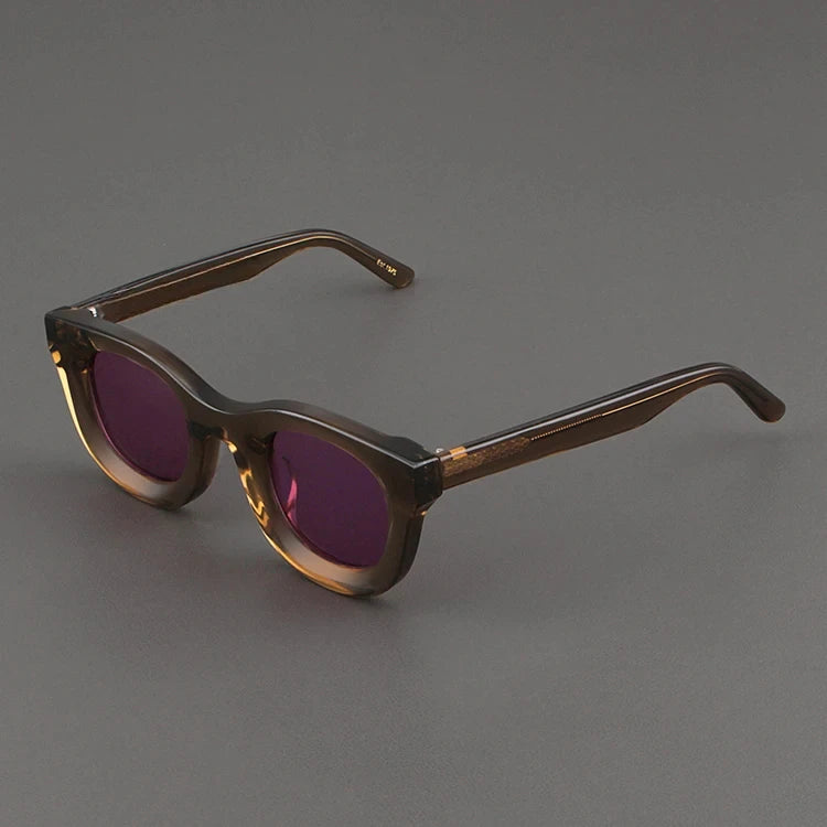 2024 Retro-Sonnenbrille für Damen und Herren, modisch, Acetat, quadratisch, grau, grüner Rahmen, matt gefrostet, UV400, handgefertigte Sonnenbrille